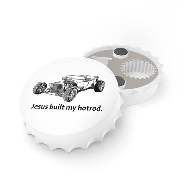 Magnetic Bottle Opener - Jesus Built My Hot Rod - Image 3